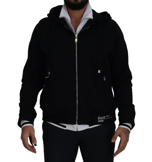 Dolce & Gabbana Black Polyester Hooded Full Zip Jacket