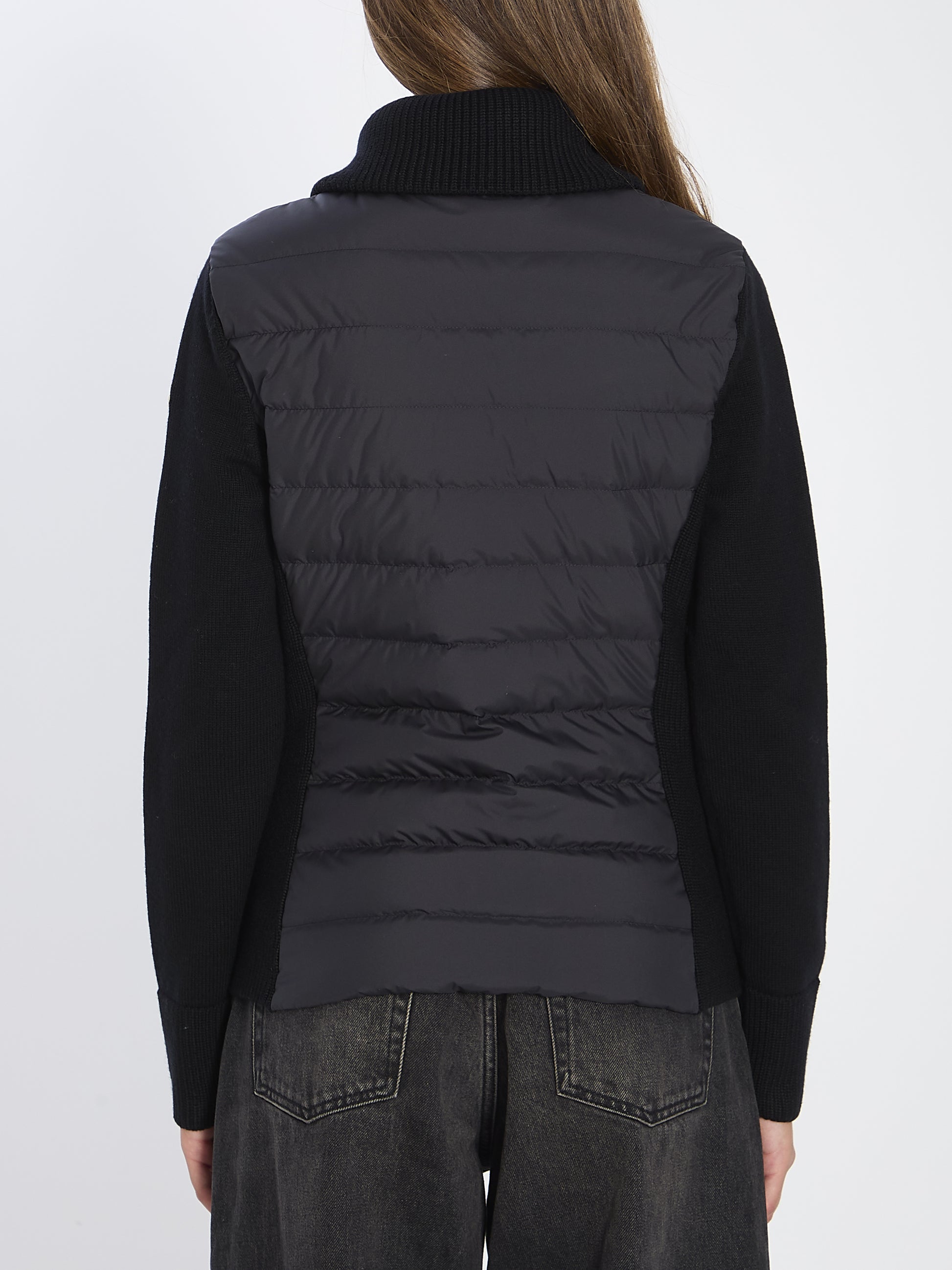 Padded cardigan with high collar