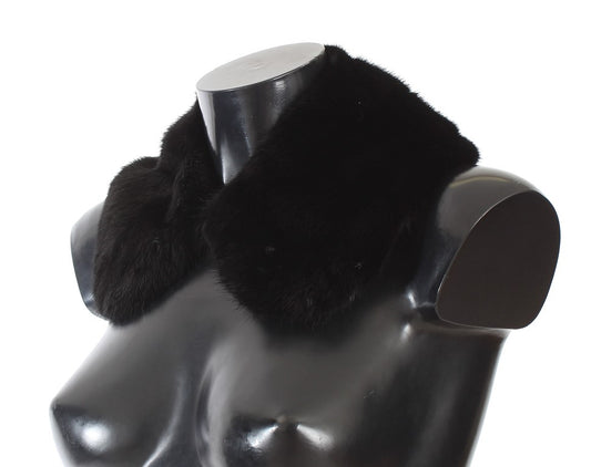 Dolce & Gabbana Black Mink Fur Shoulder Collar Scarf