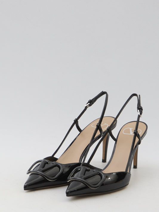 V Logo Signature slingback pumps
