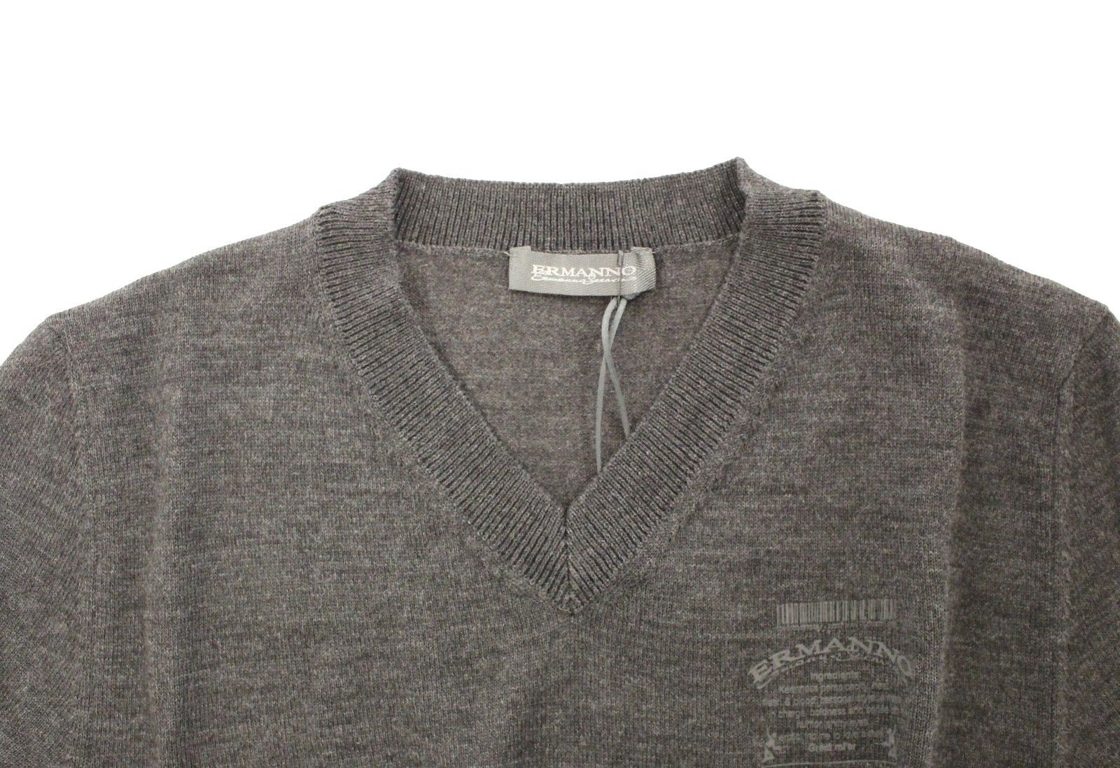 Ermanno Scervino Gray Wool Blend V-neck Pullover Sweater