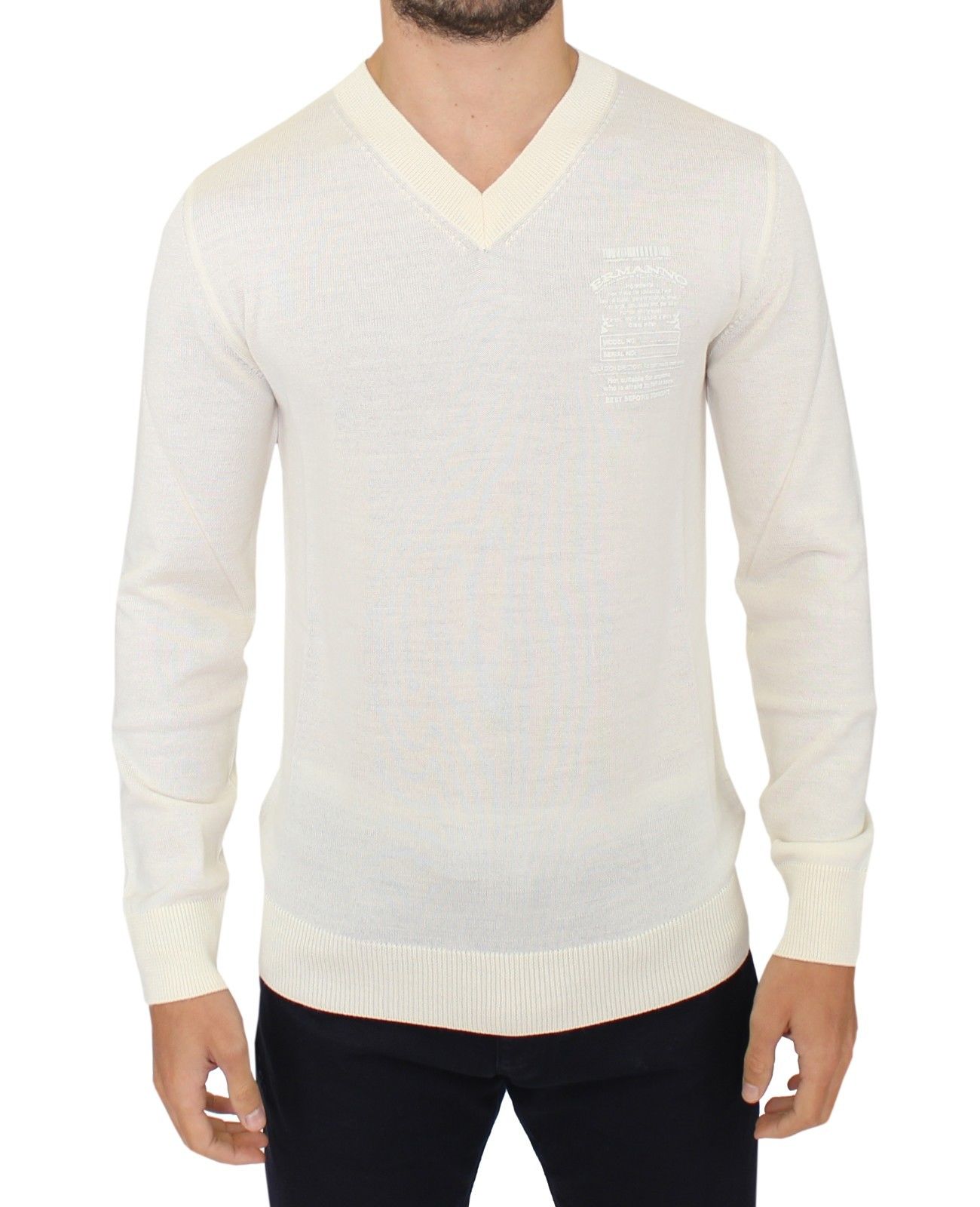 Ermanno Scervino Off-White V-Neck Wool Blend Pullover