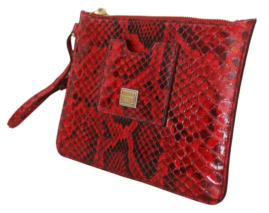 Dolce & Gabbana Elegant Red Leather Ayers Clutch