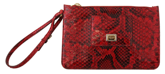 Dolce & Gabbana Elegant Red Leather Ayers Clutch