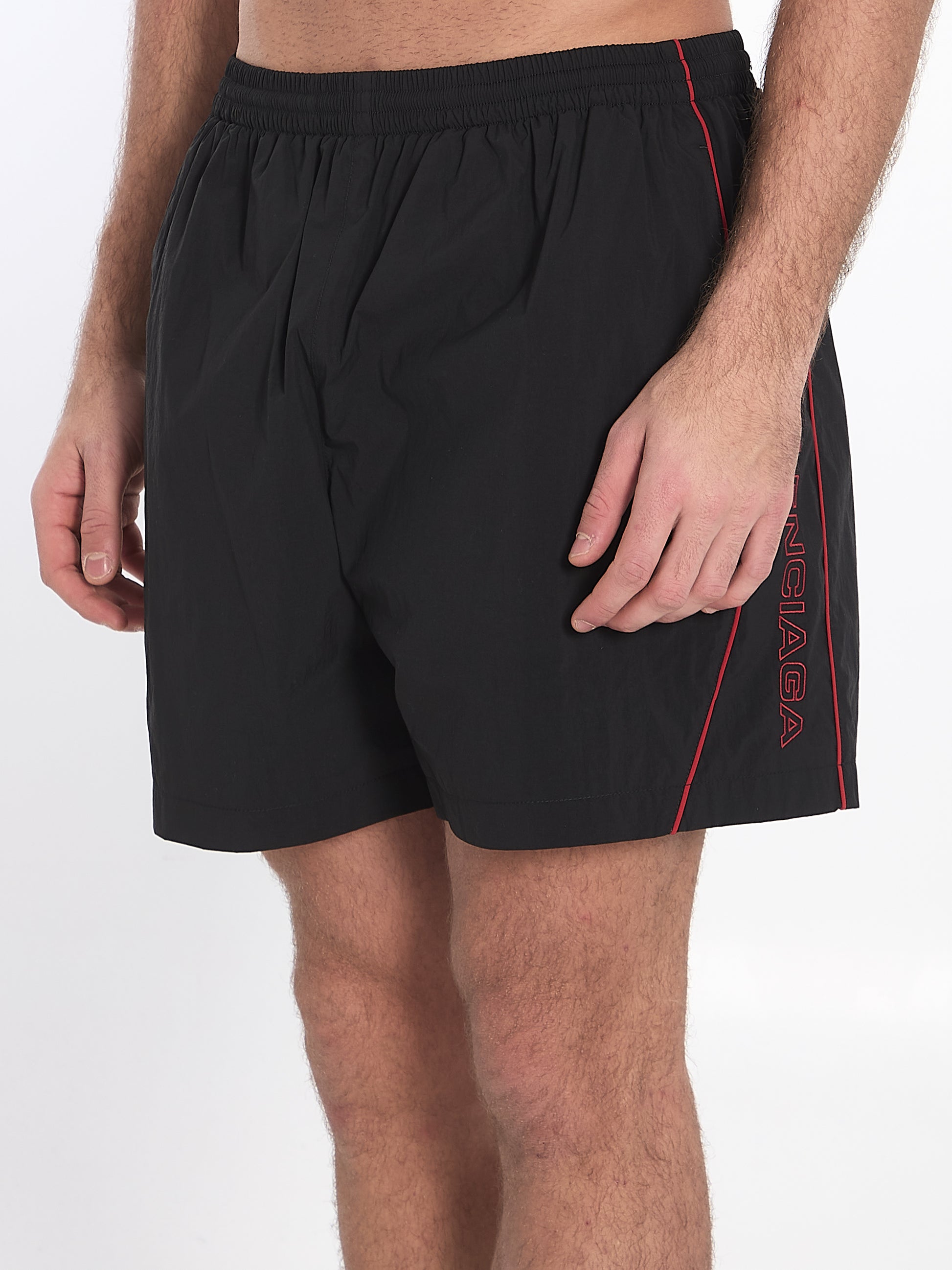 Bermuda shorts with red logo