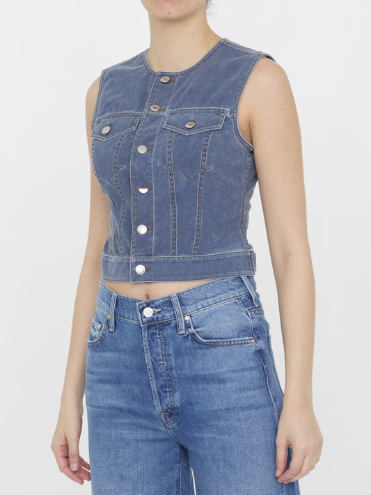 Vest in denim trompe-l'oeil