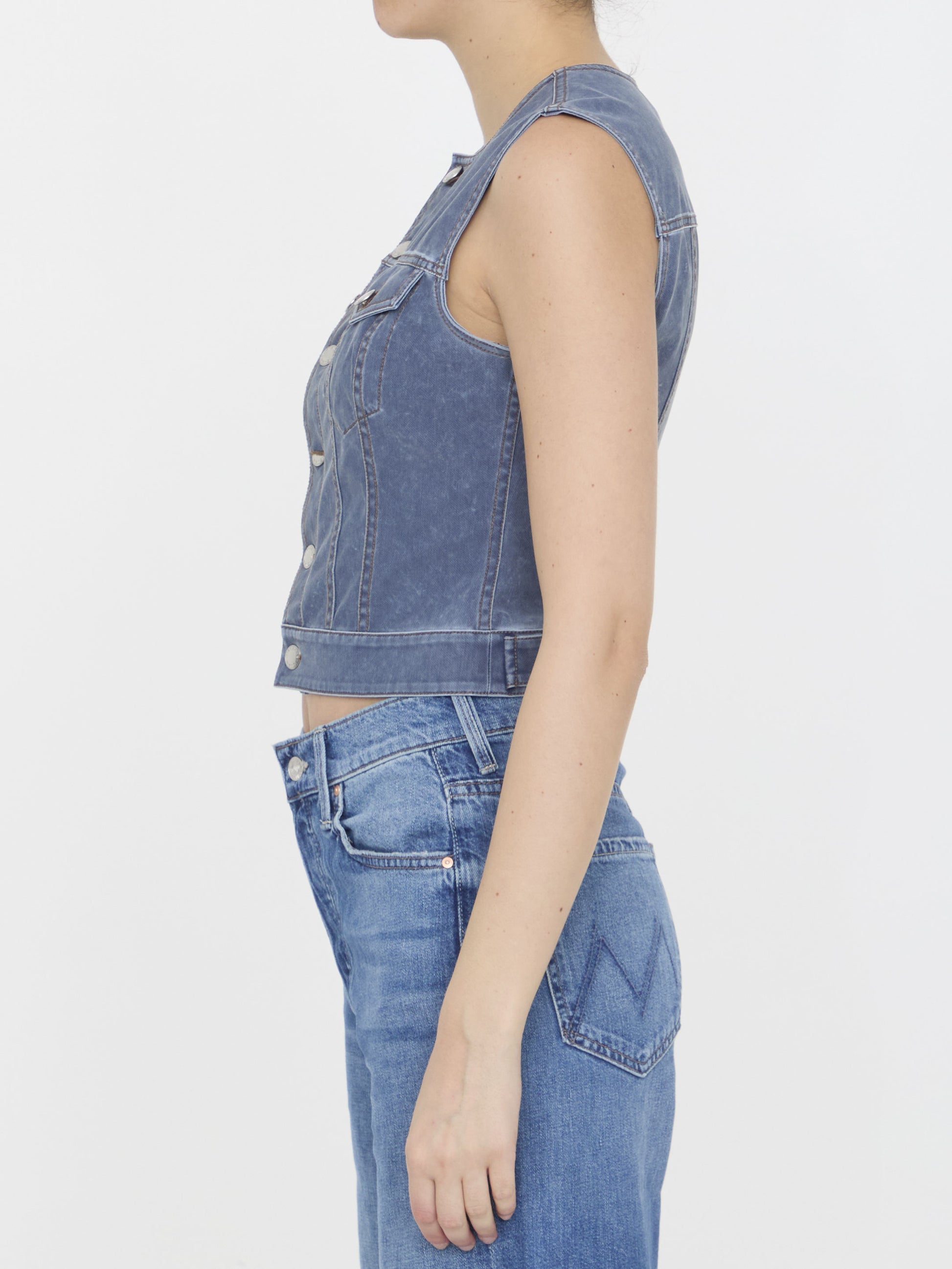 Vest in denim trompe-l'oeil