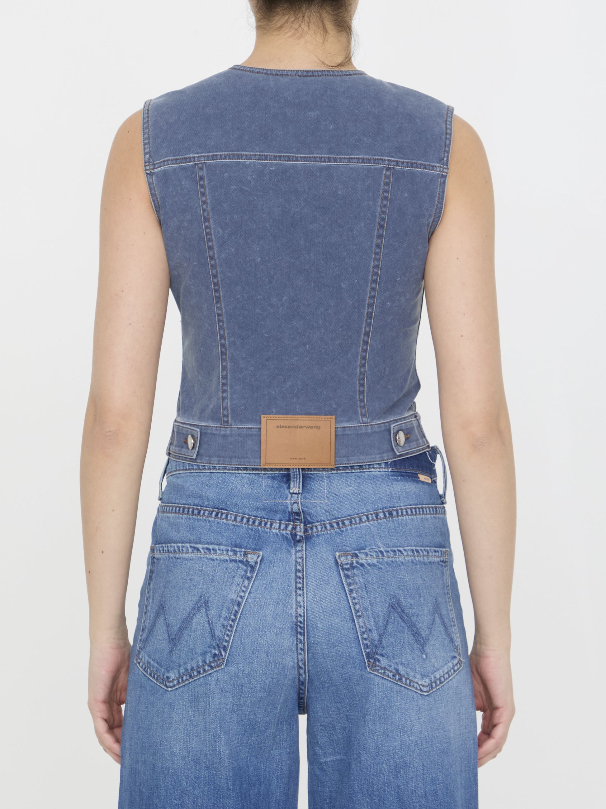 Vest in denim trompe-l'oeil