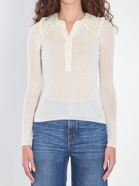 Shirt with Lace Collar