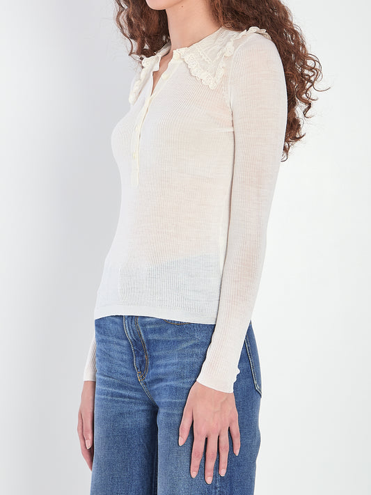 Shirt with Lace Collar