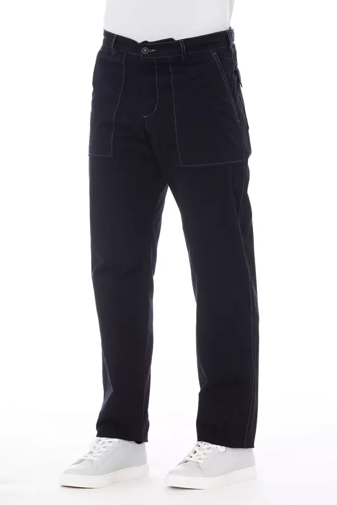 Alpha Studio Blue Cotton Men Pants