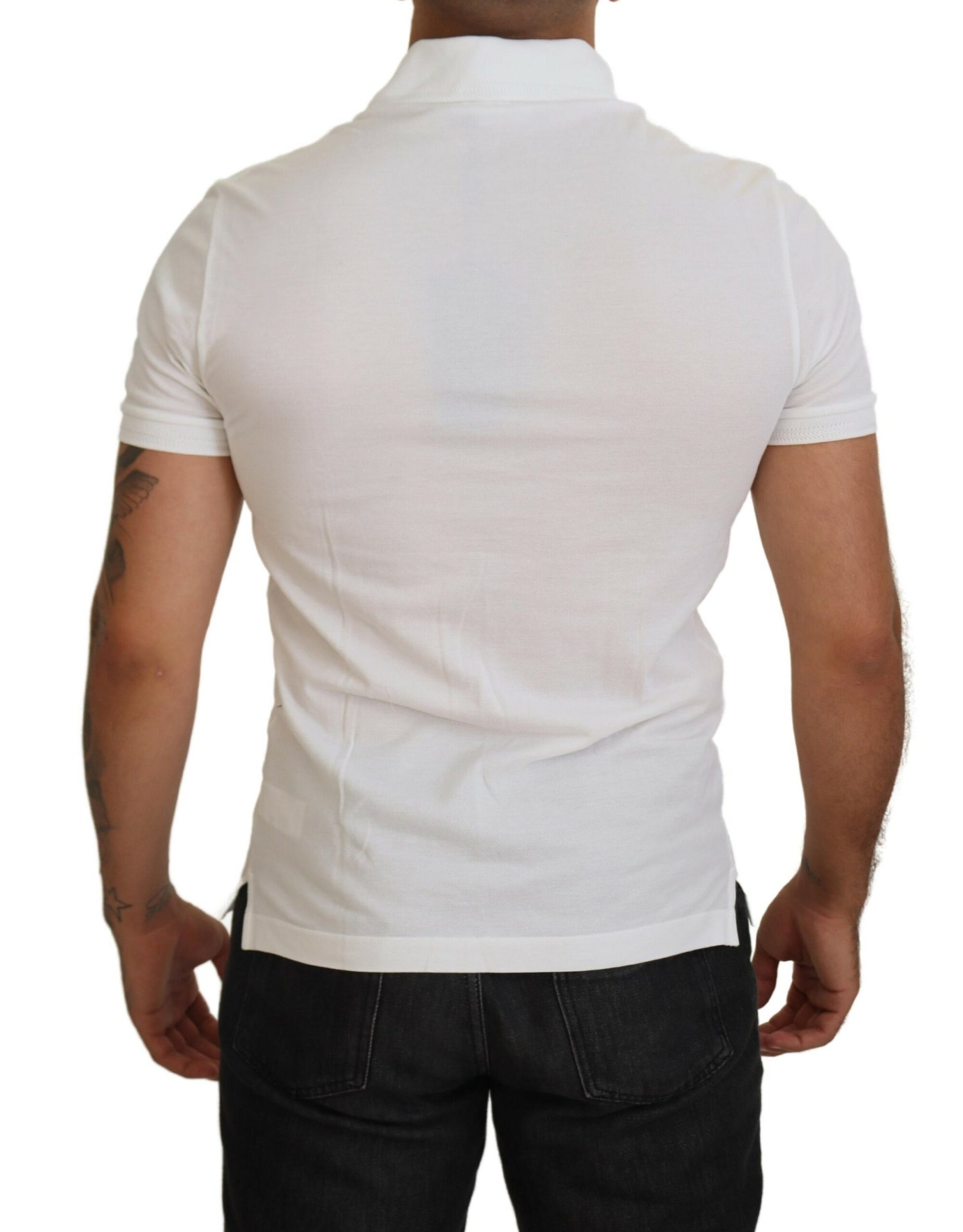Dolce & Gabbana White Cotton Logo Short Sleeve Polo T-shirt