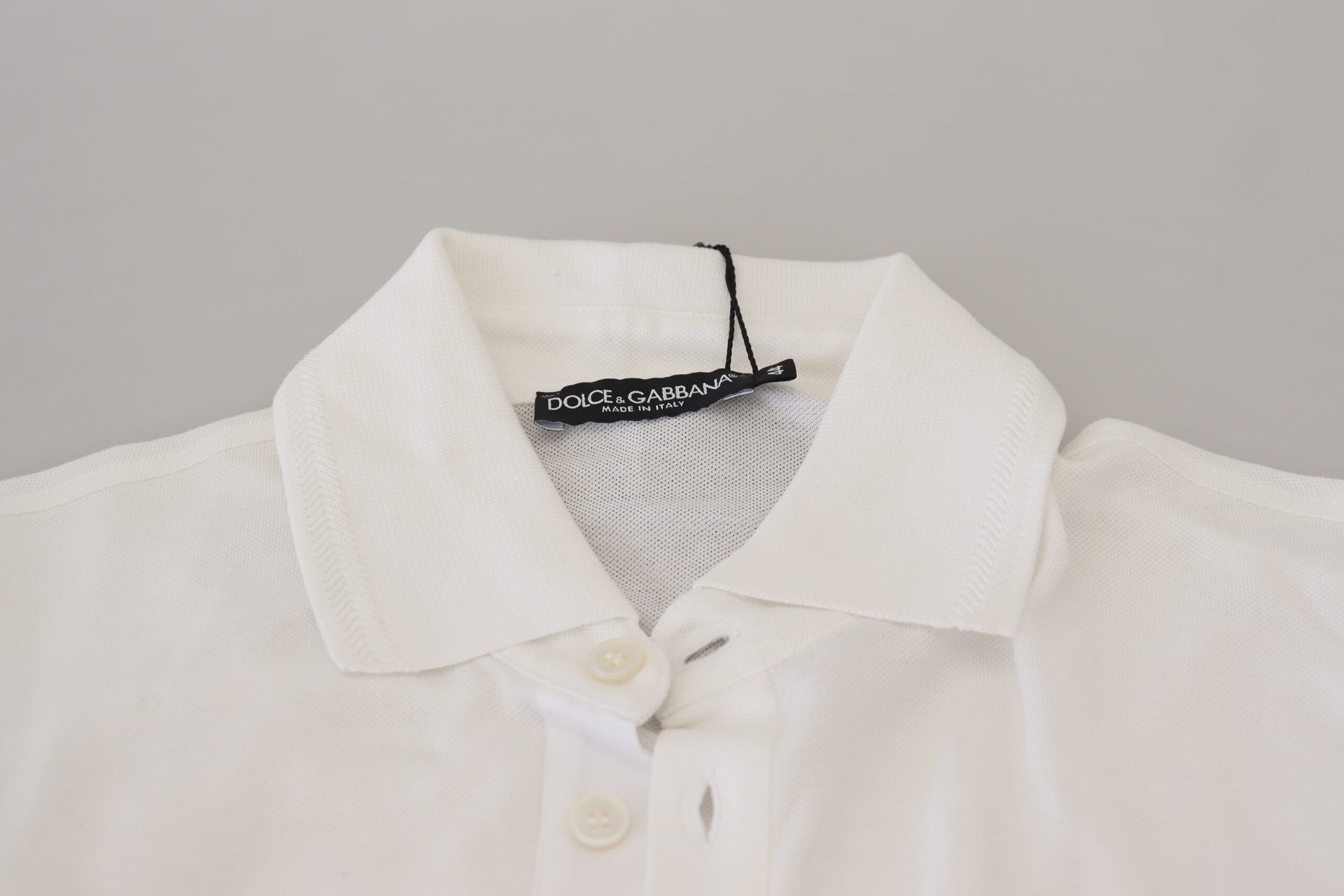 Dolce & Gabbana White Cotton Logo Short Sleeve Polo T-shirt