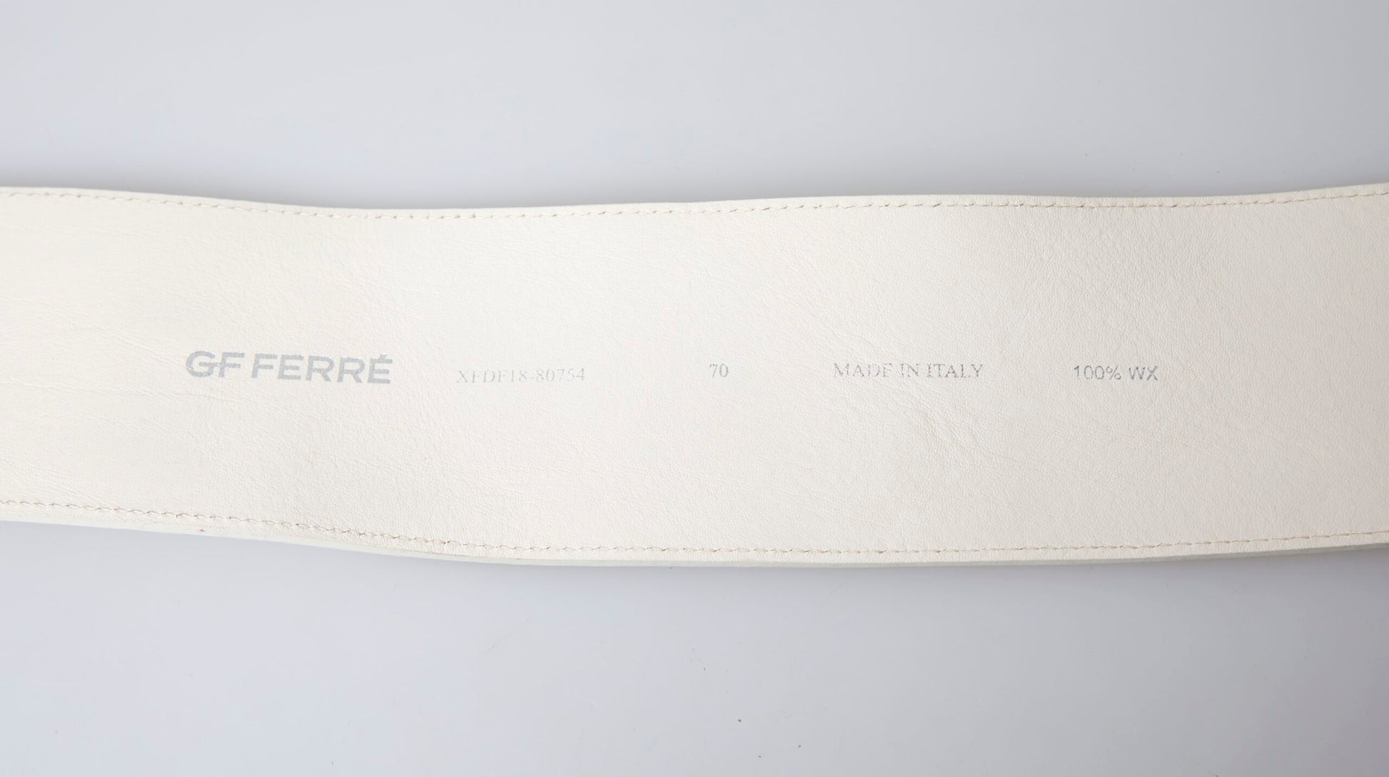 GF Ferre Off White Waxed Cotton Wide Fashion Waistband Belt