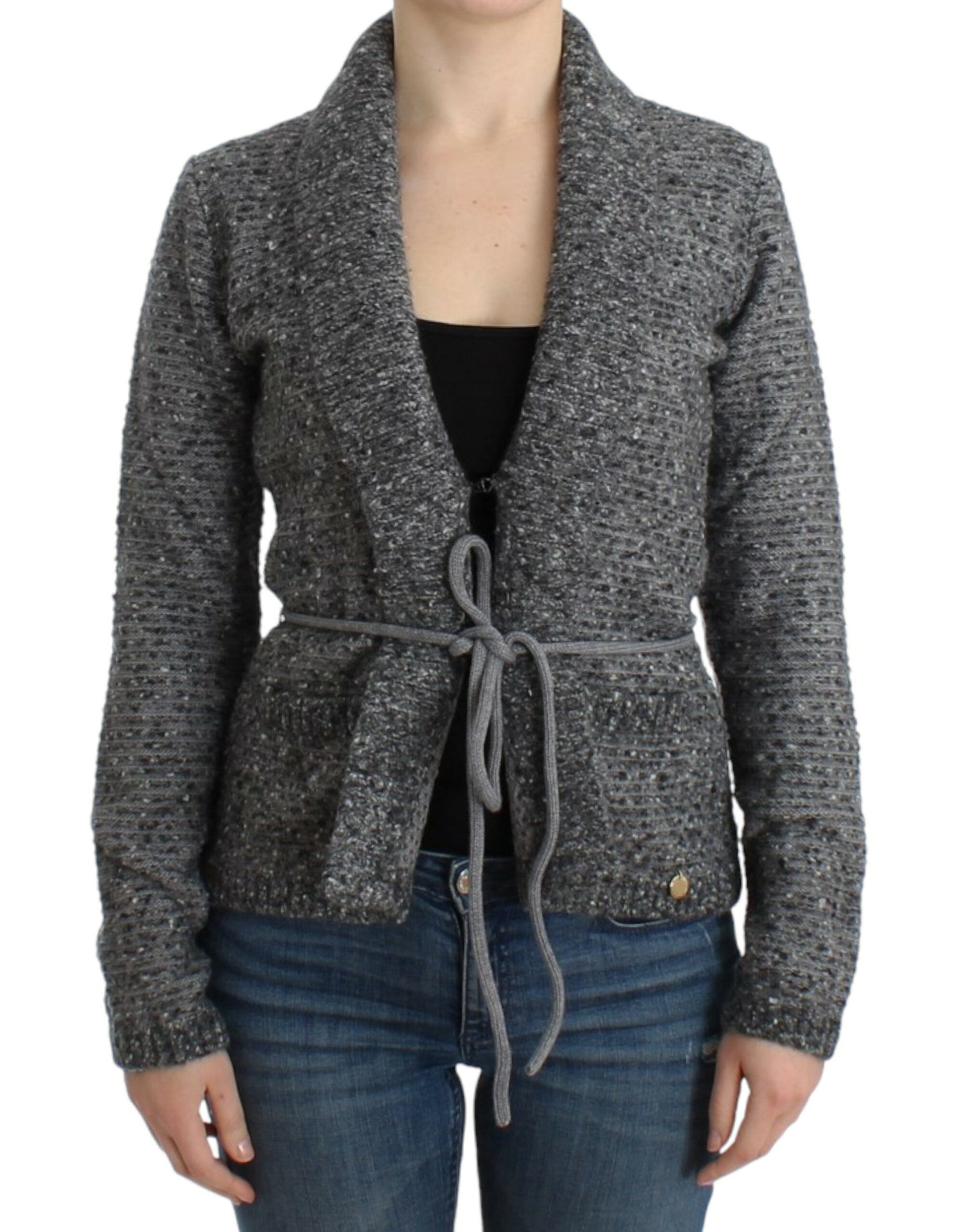 Cavalli Gray wool knitted cardigan