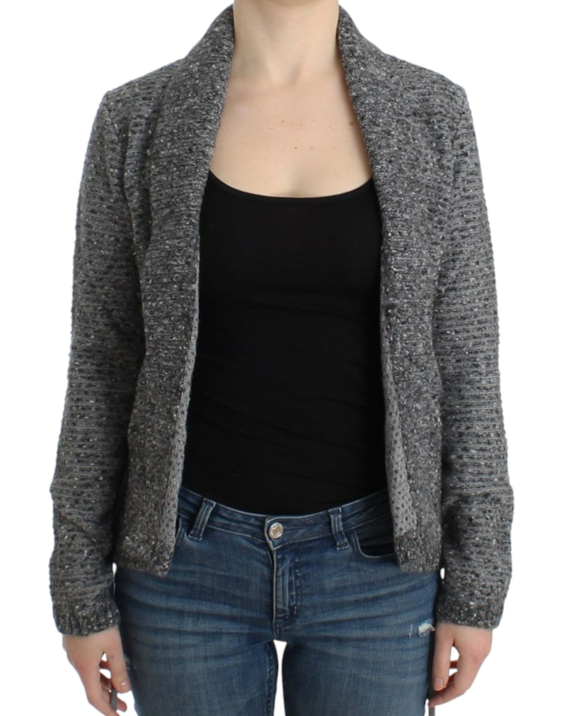 Cavalli Gray wool knitted cardigan