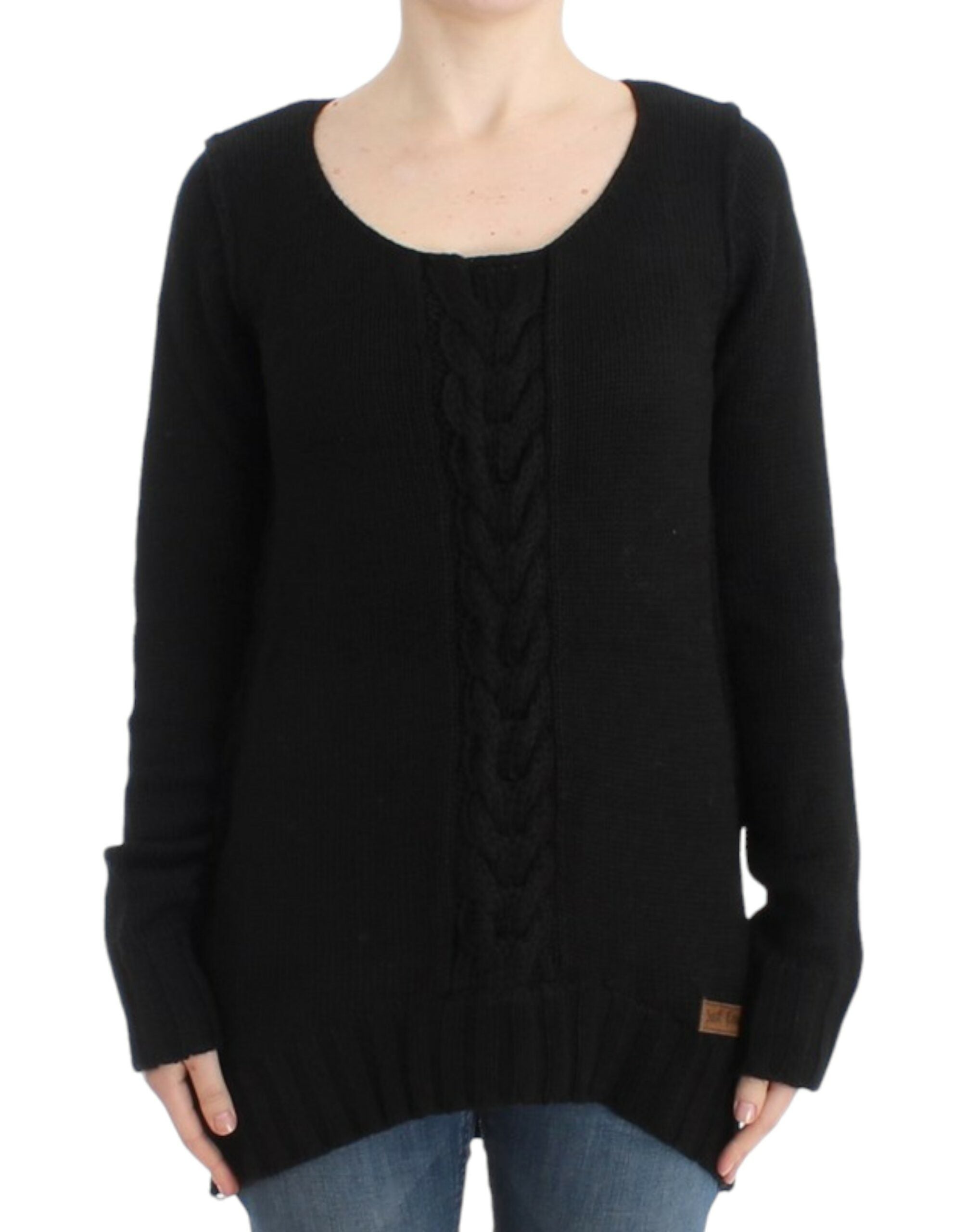 Cavalli Alluring Black Knitted Crew Neck Sweater