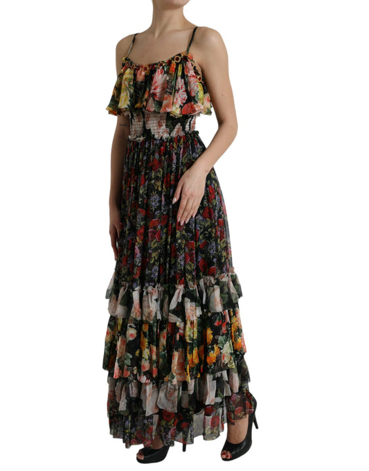 Dolce & Gabbana Vibrant Silk Floral Maxi Dress