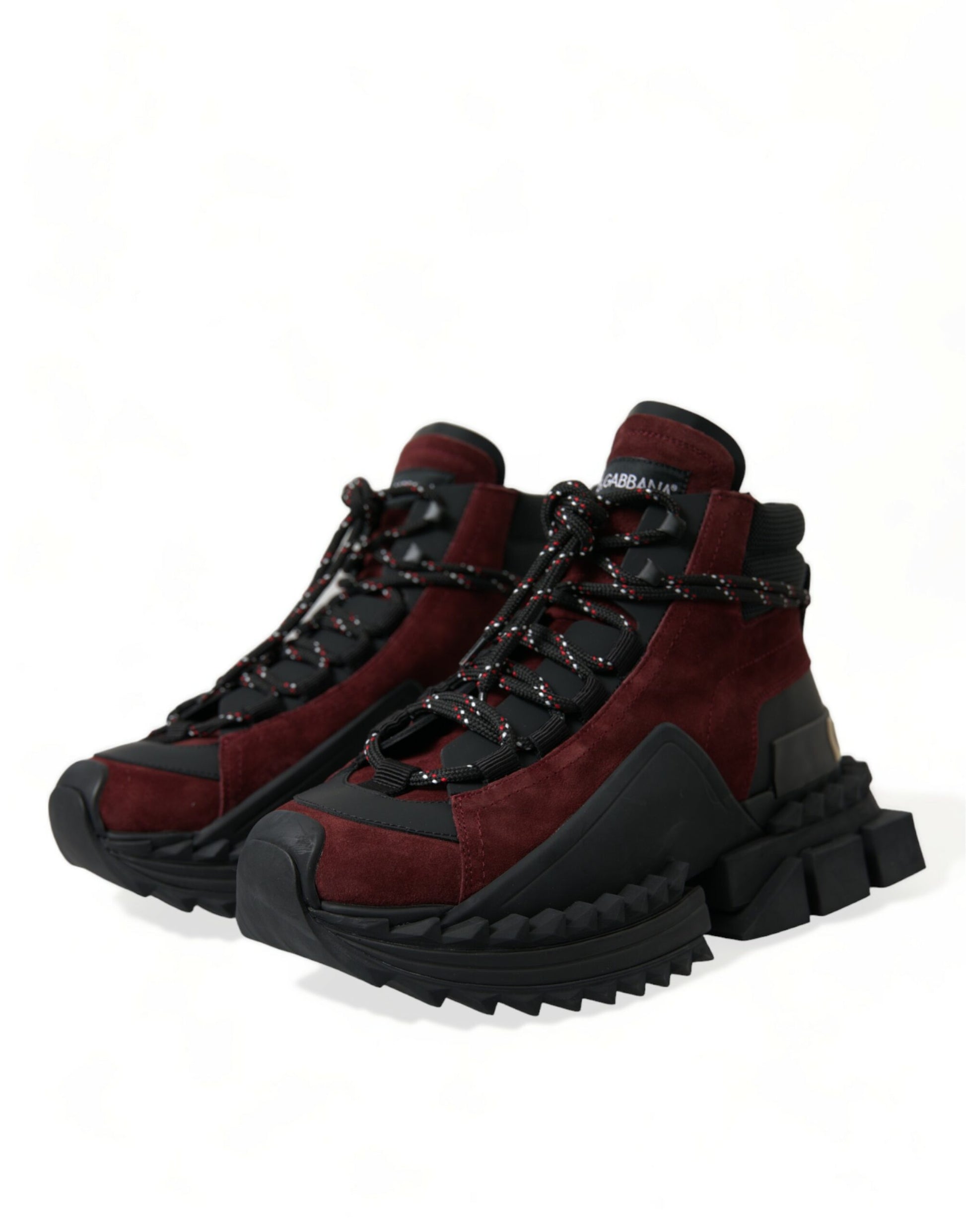 Dolce &amp; Gabbana Burgundy Super King High Top Men Sneakers Shoes