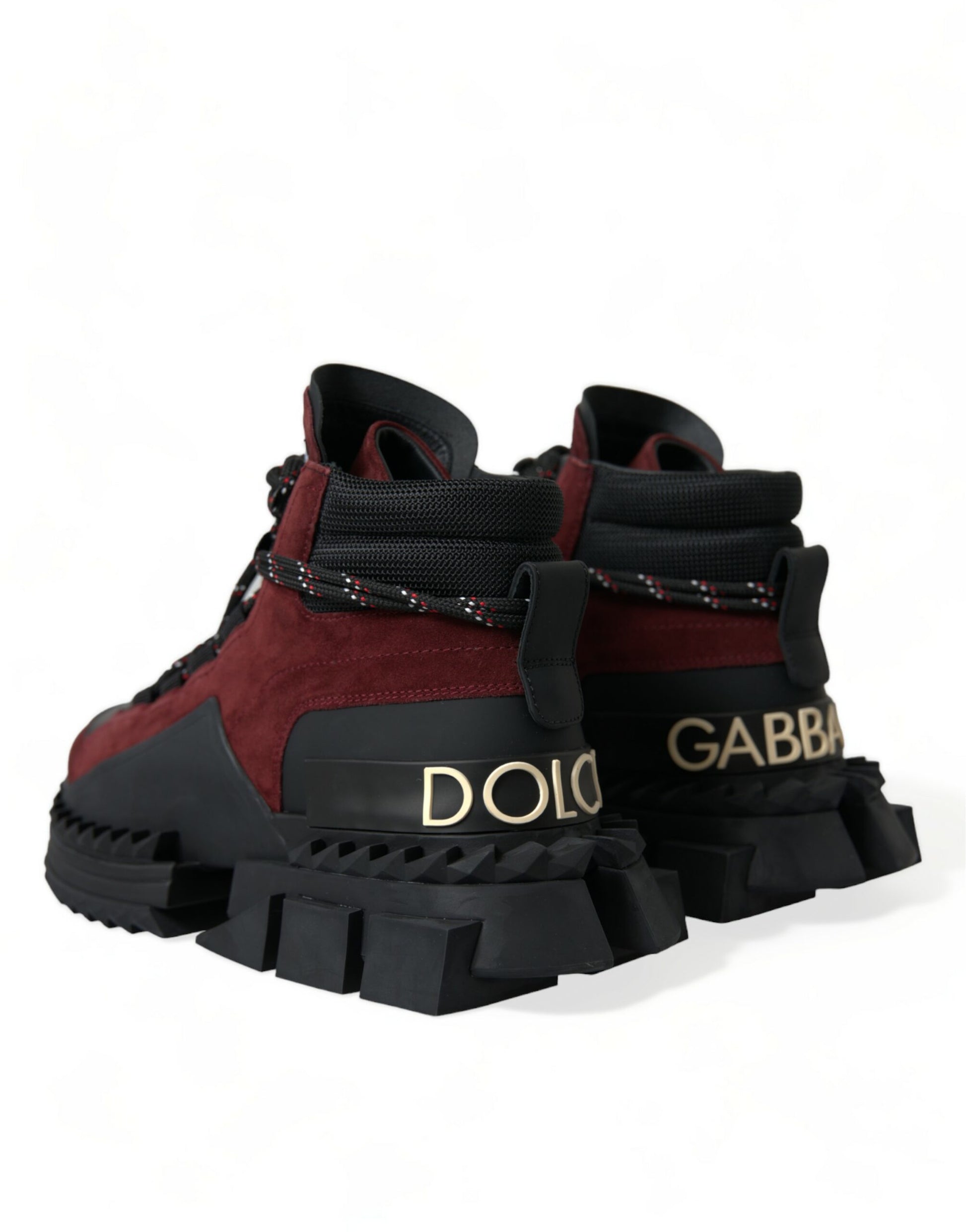 Dolce &amp; Gabbana Burgundy Super King High Top Men Sneakers Shoes