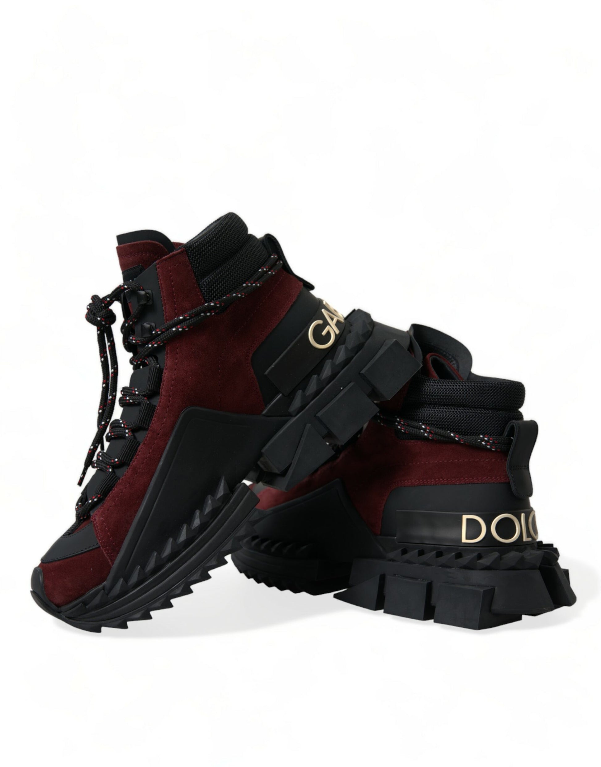 Dolce &amp; Gabbana Burgundy Super King High Top Men Sneakers Shoes