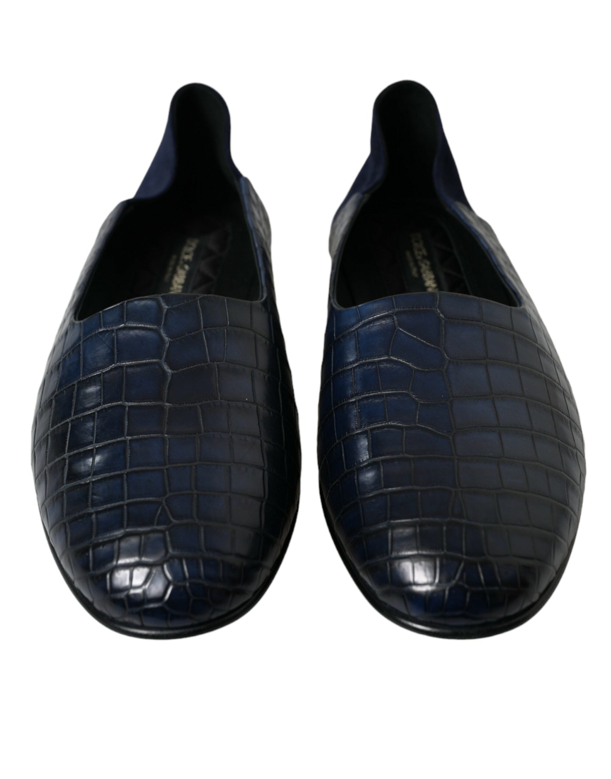 Dolce & Gabbana Elegant Blue Crocodile Leather Loafers