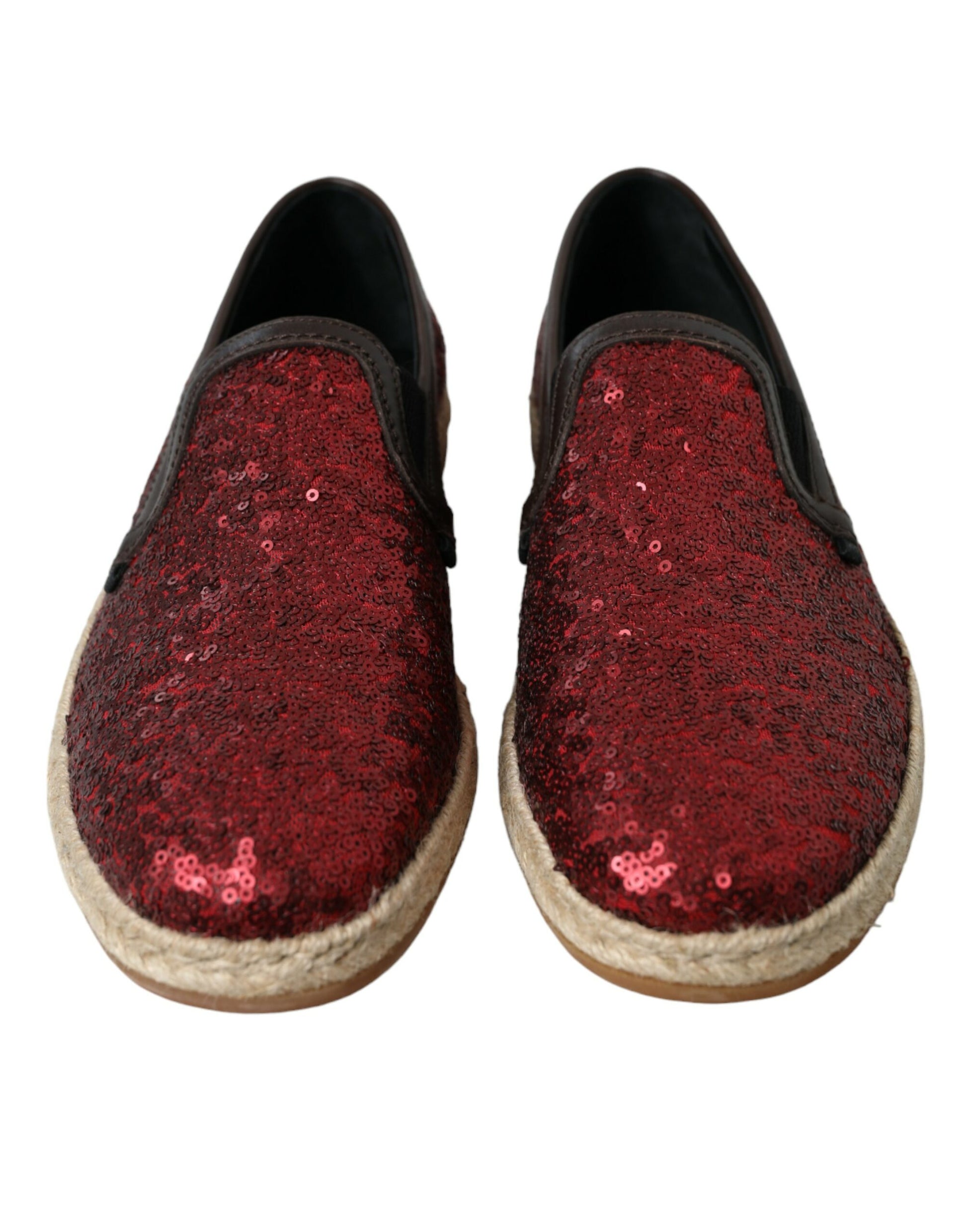 Dolce & Gabbana Red Sequined Loafers Slippers Men Shoes - Qutton