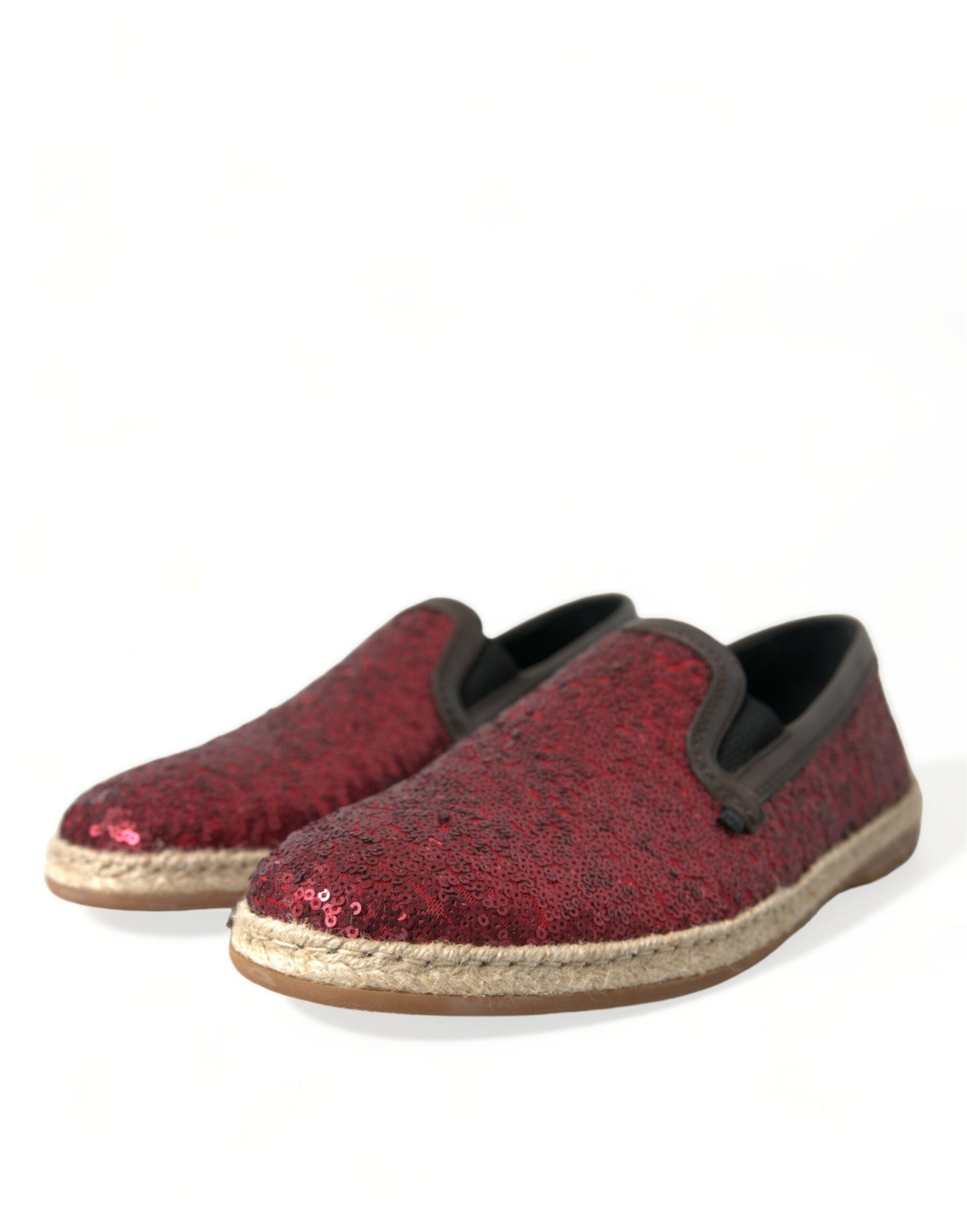 Dolce & Gabbana Red Sequined Loafers Slippers Men Shoes - Qutton