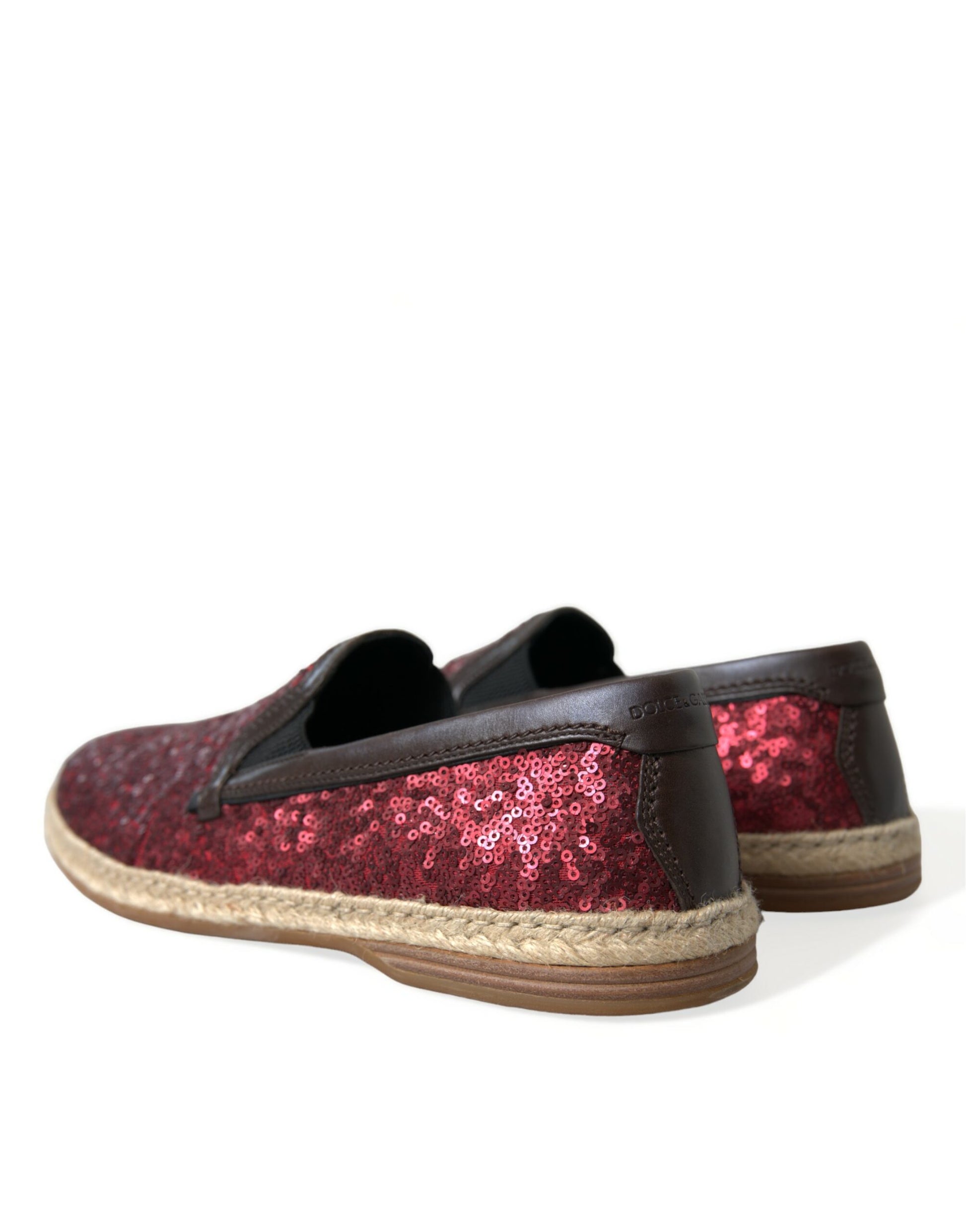 Dolce & Gabbana Red Sequined Loafers Slippers Men Shoes - Qutton