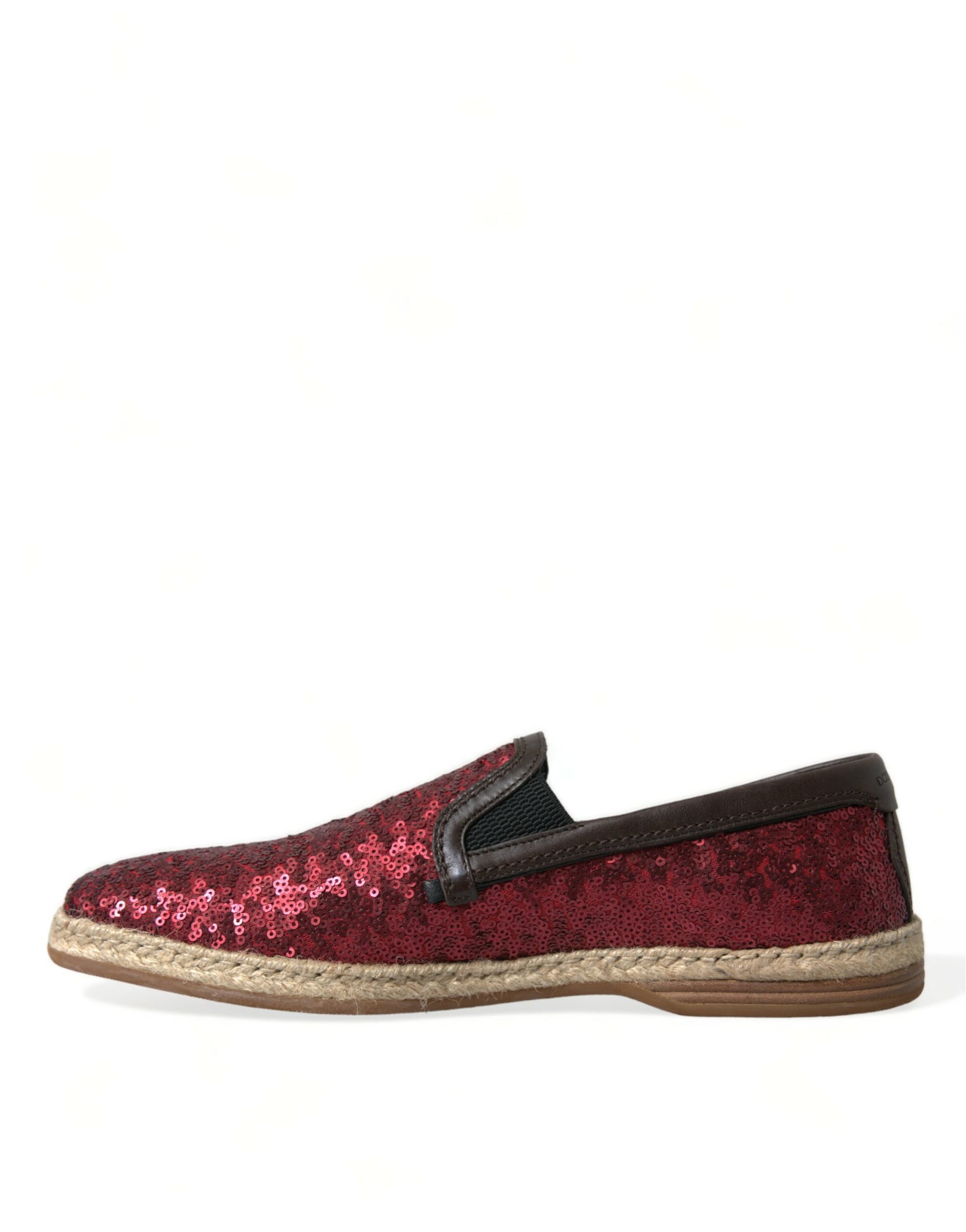 Dolce & Gabbana Red Sequined Loafers Slippers Men Shoes - Qutton