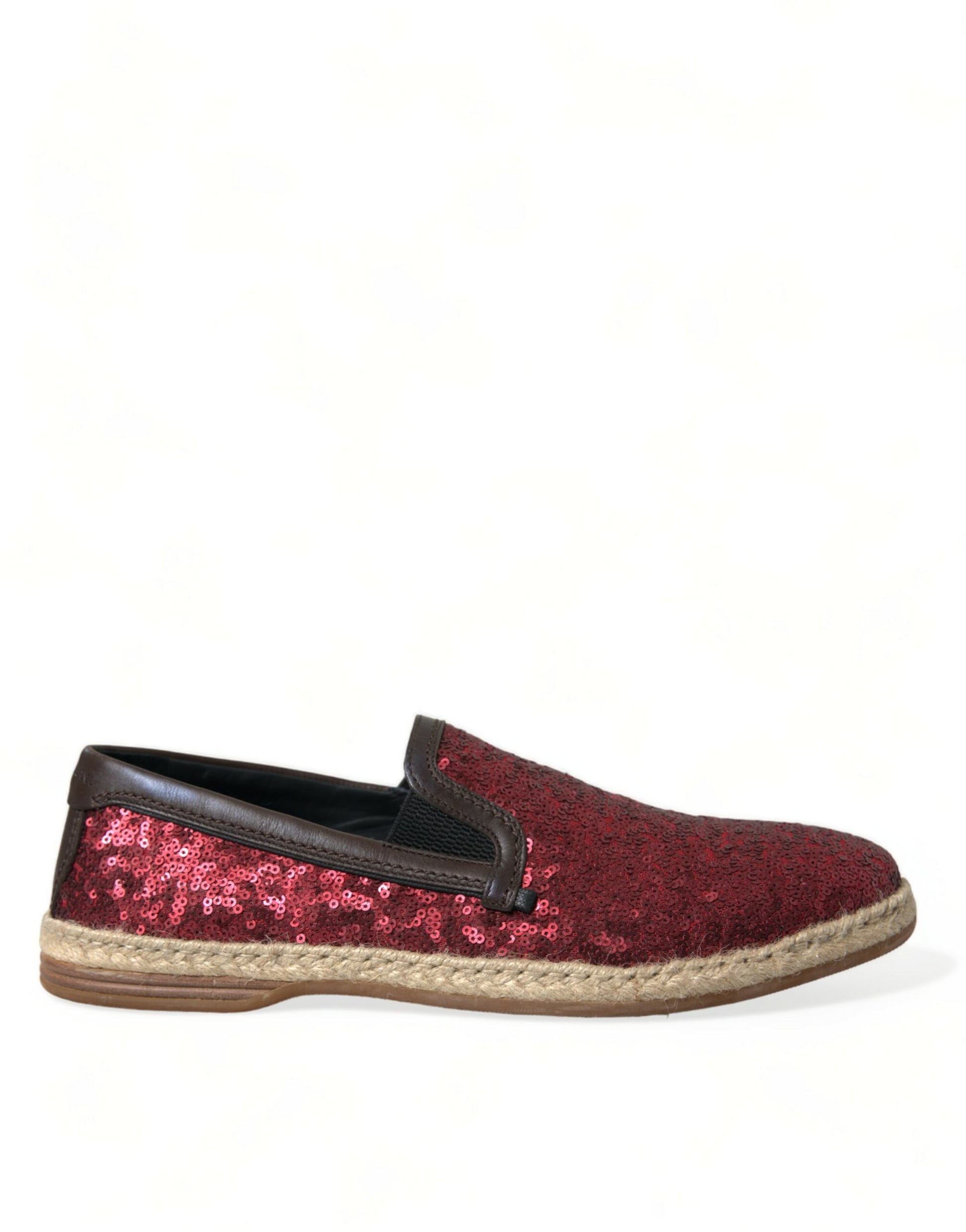 Dolce & Gabbana Red Sequined Loafers Slippers Men Shoes - Qutton