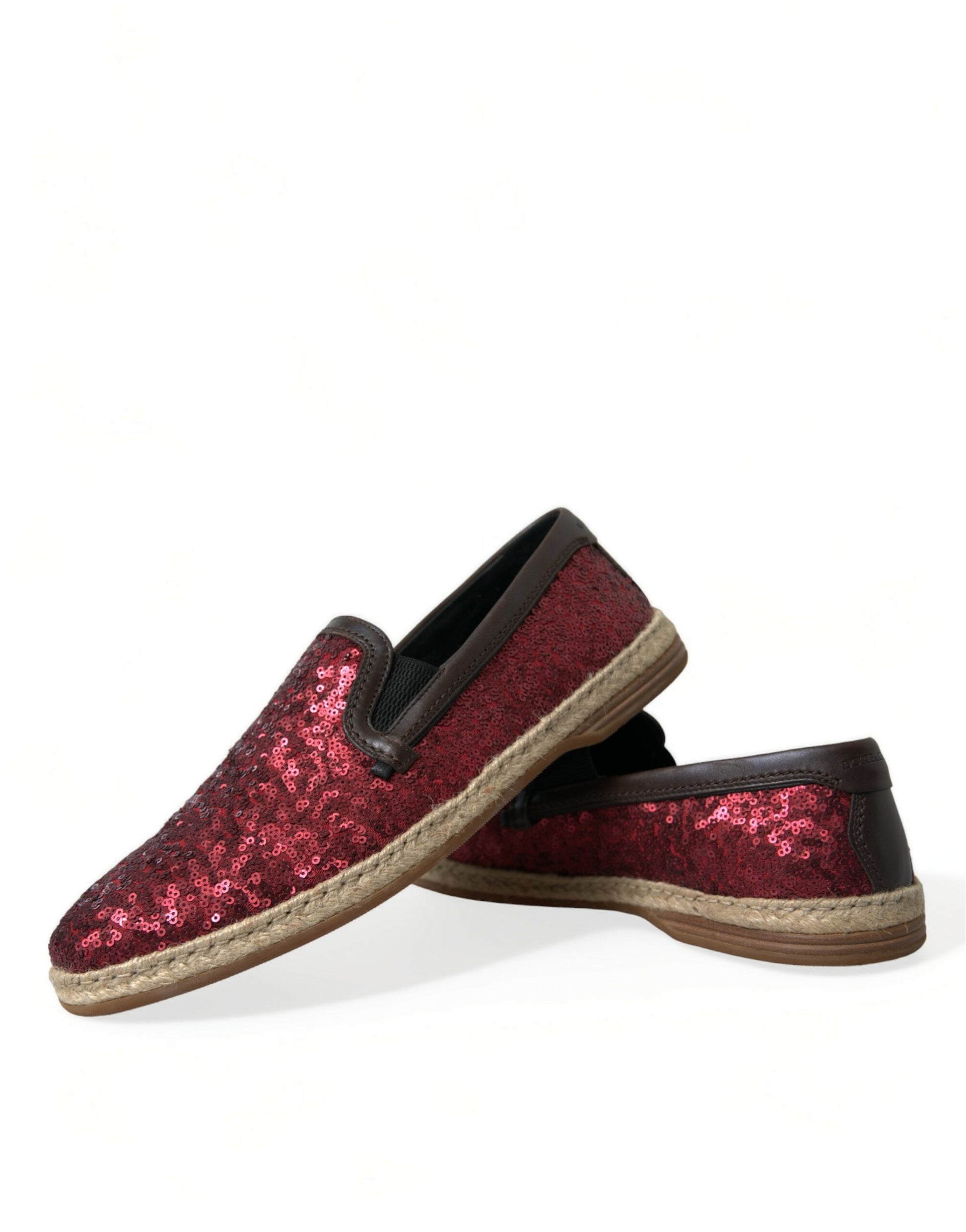 Dolce & Gabbana Red Sequined Loafers Slippers Men Shoes - Qutton