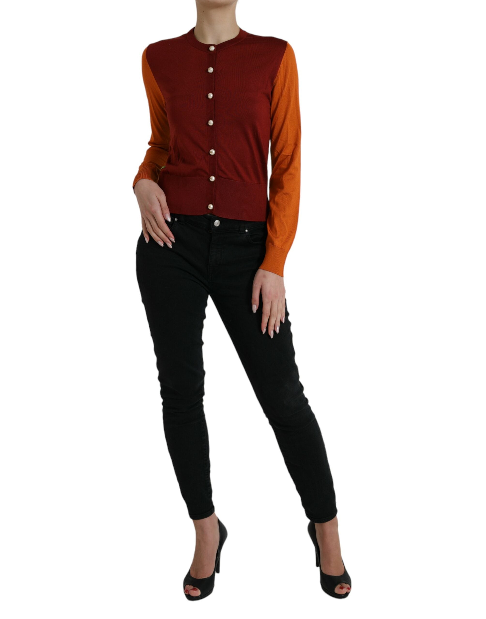 Dolce & Gabbana Elegant Silk Cardigan Sweater in Vibrant Tones