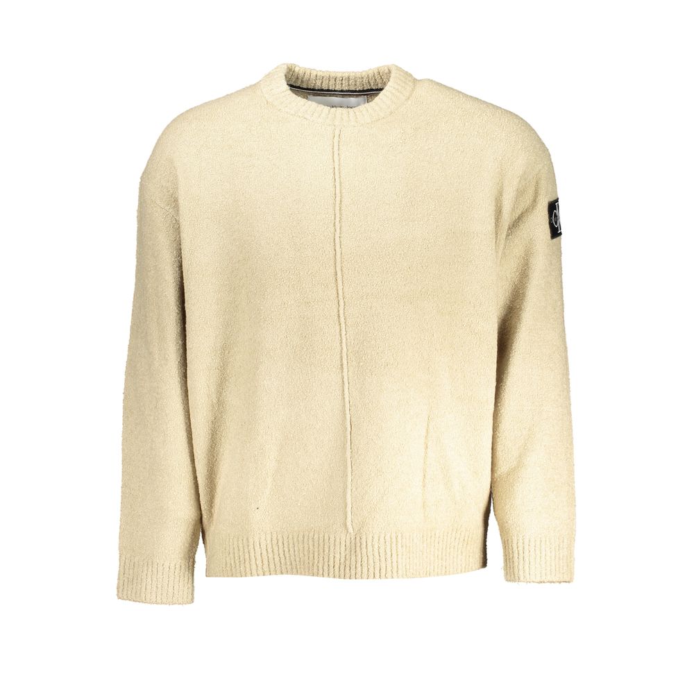 Calvin Klein Chic Beige Crew Neck Sweater with Contrast Details