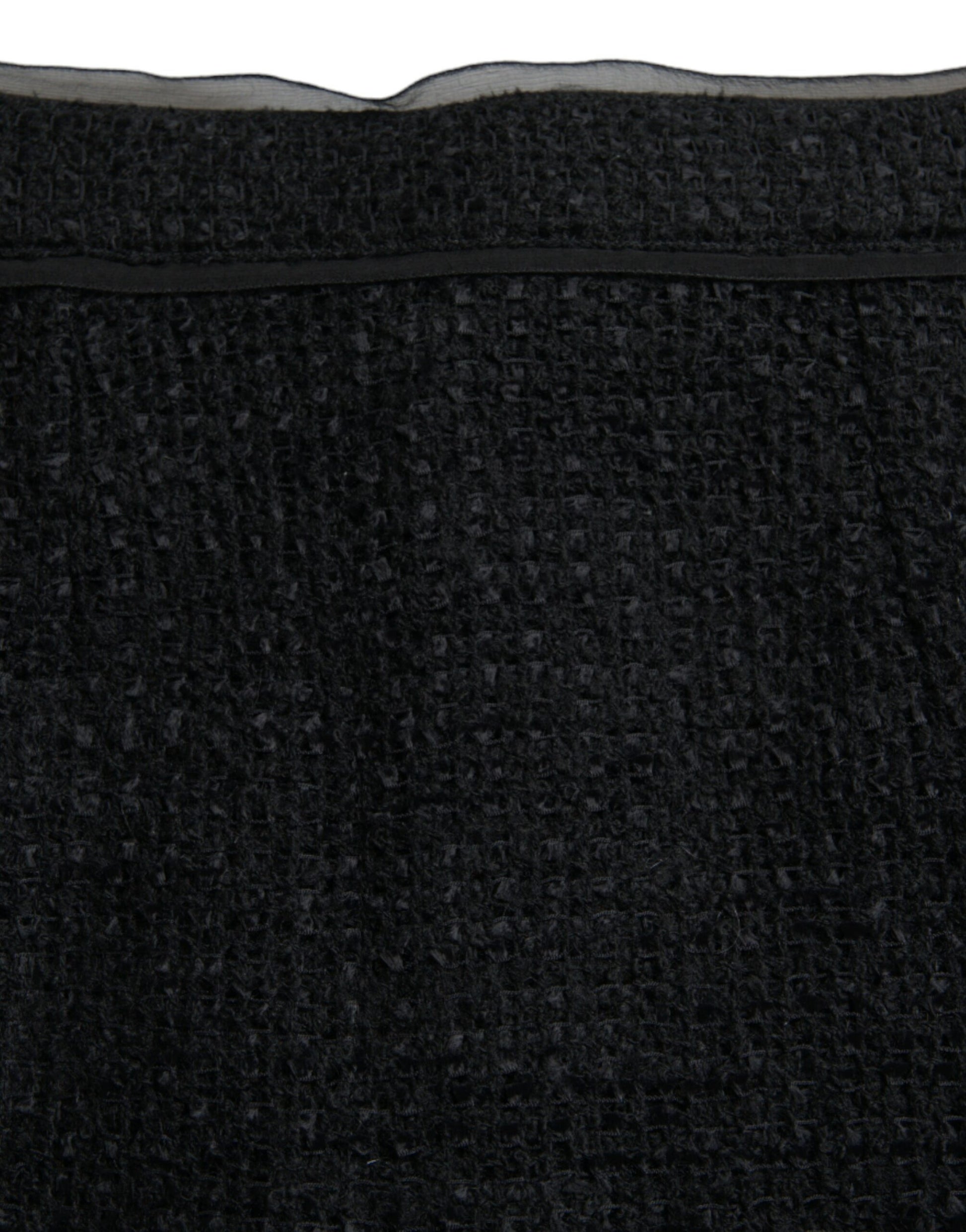 Dolce & Gabbana Black Wool High Waist Pencil Cut Midi Skirt