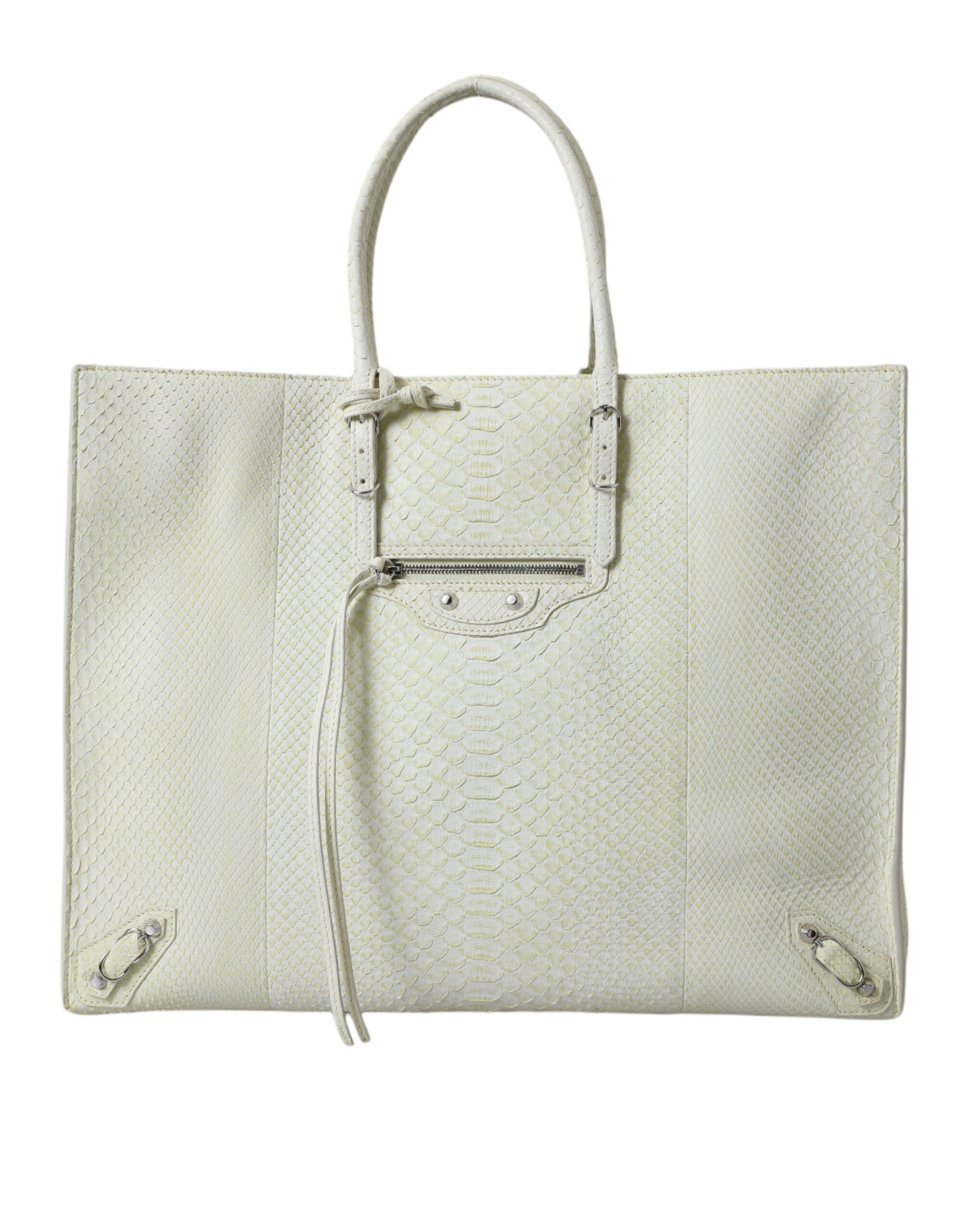 Balenciaga White Yellow Exotic Skin Leather Shopping Tote PAPIER Bag