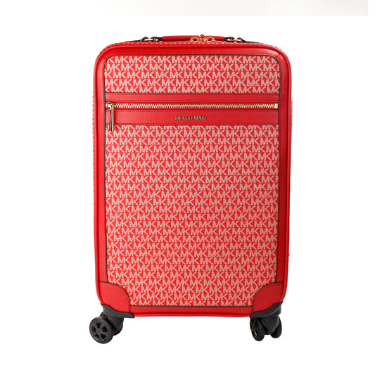 Michael Kors Travel Small Red Signature Trolley Rolling Suitcase Carry On Bag