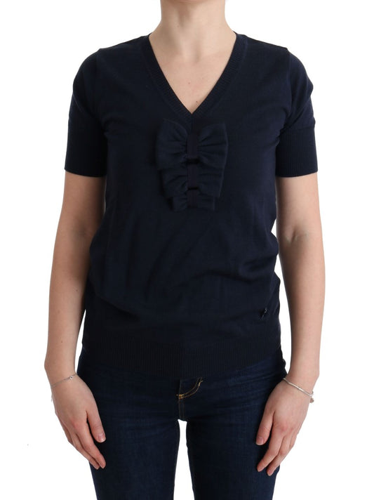 MARGHI LO' Elegant Blue Wool Top - Chic Everyday Elegance