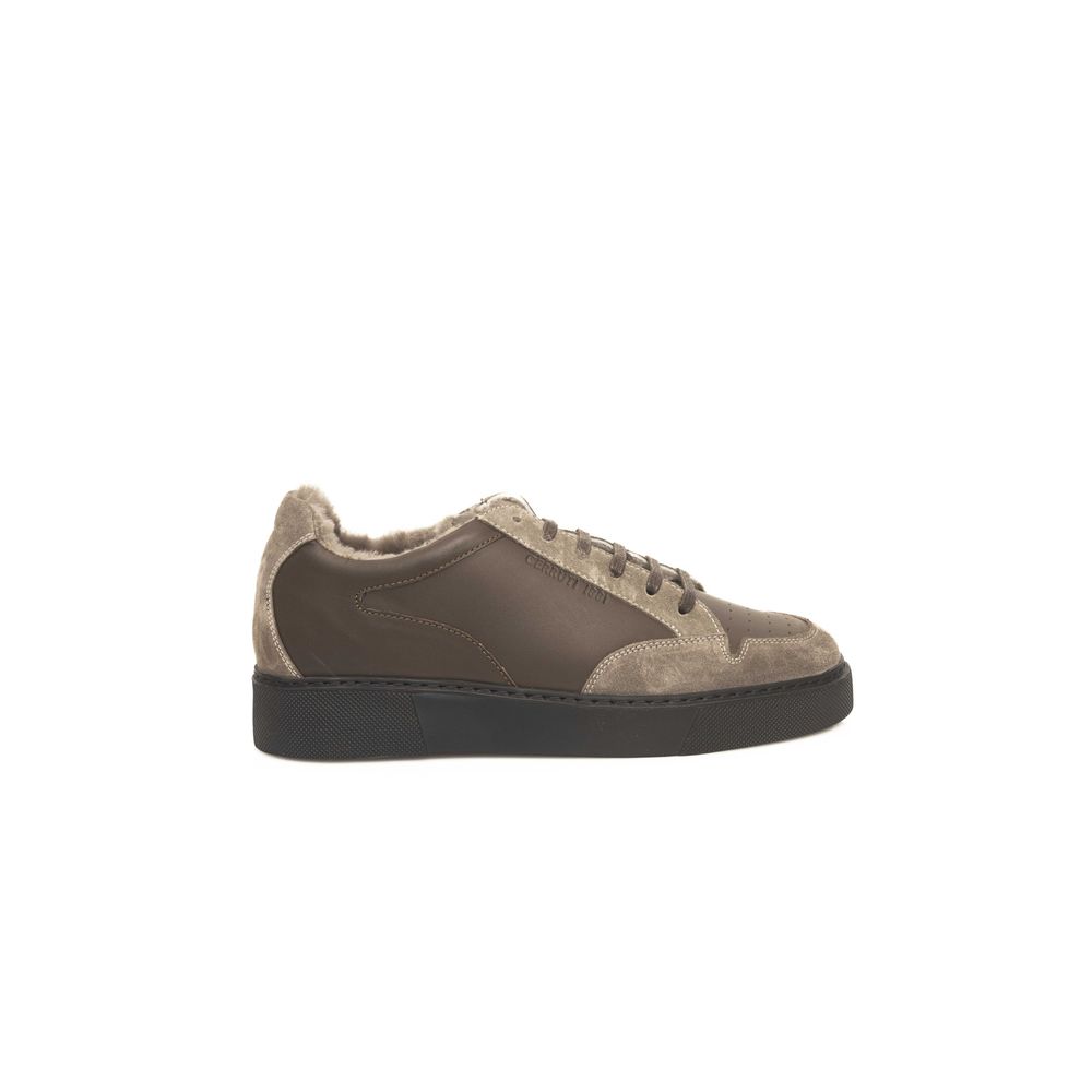 Cerruti 1881 Beige Leather Men Sneaker