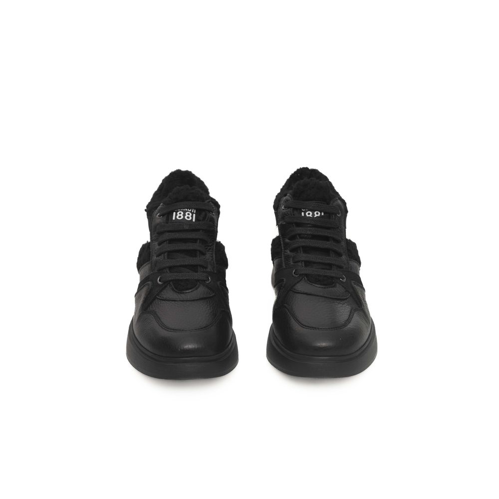 Cerruti 1881 Black Leather Women Sneaker