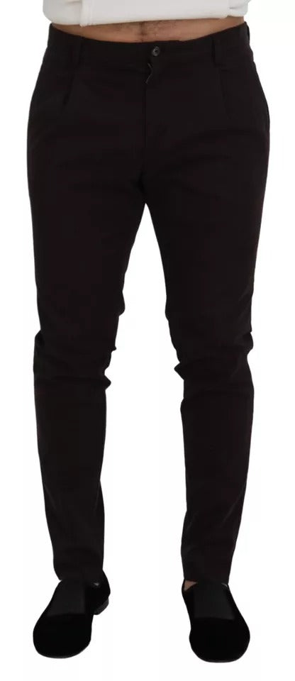 Dolce & Gabbana Brown Skinny Men Cotton Stretch Pants