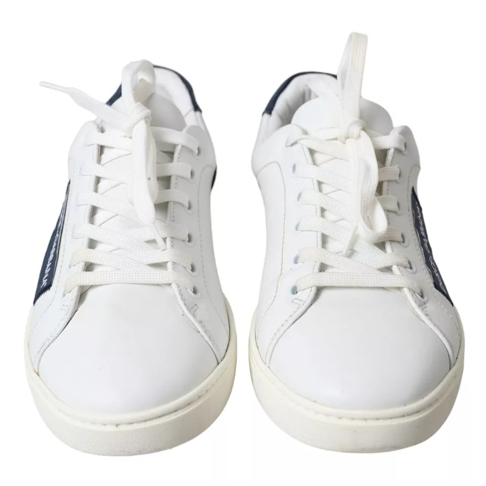 Dolce & Gabbana White Black Leather Low Top Sneakers Portofino Shoes