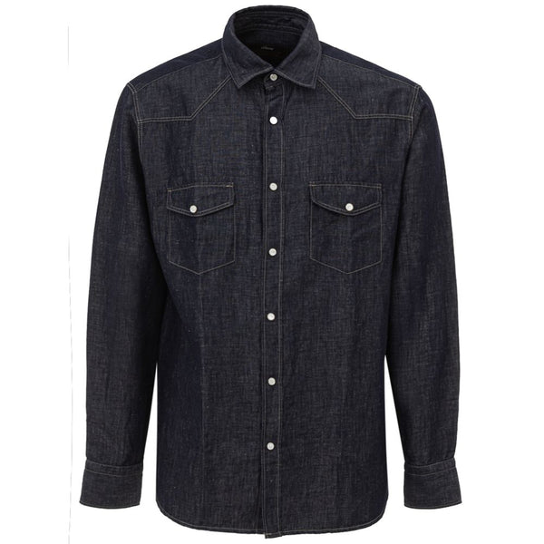 Brioni Blue Cotton Shirt