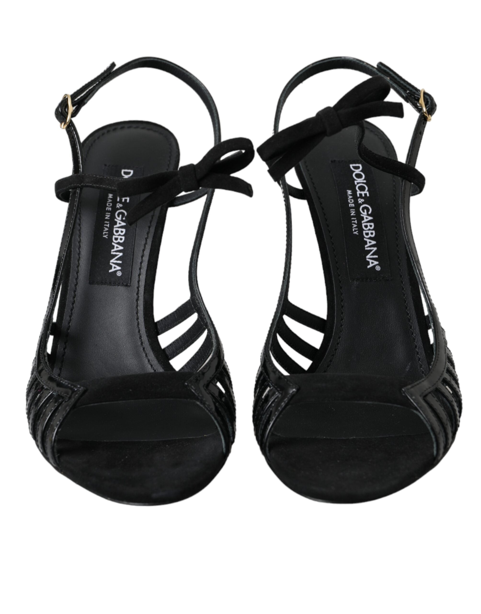 Dolce & Gabbana Black Sandals Stilettos Suede Strap Shoes