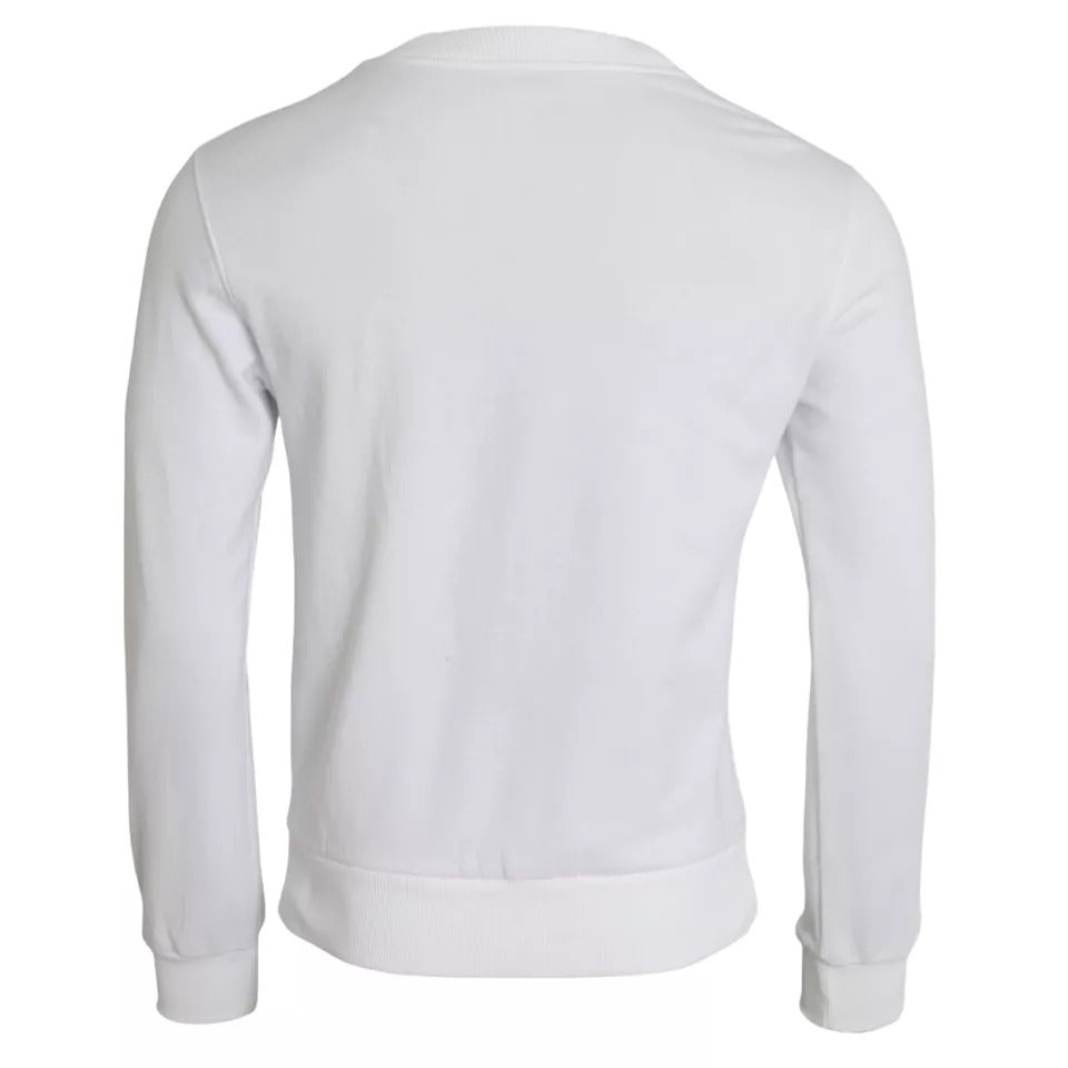 Dolce & Gabbana White Cotton Logo Pullover Sweatshirt Sweater