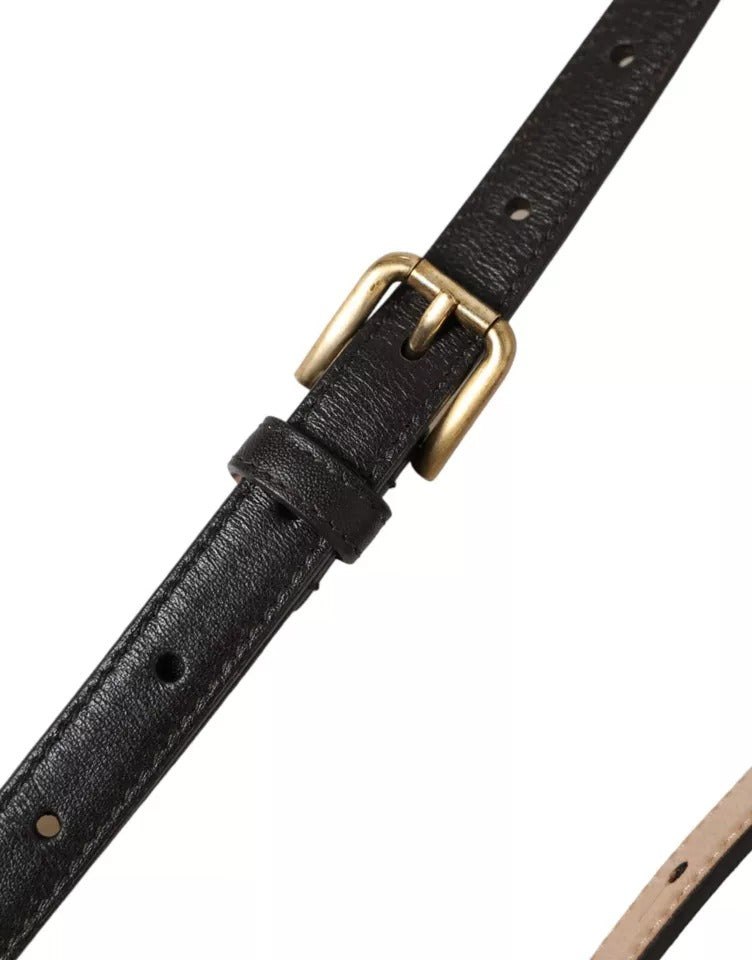 Dolce & Gabbana Dark Brown Leather Gold Metal Buckle Women Belt - Qutton