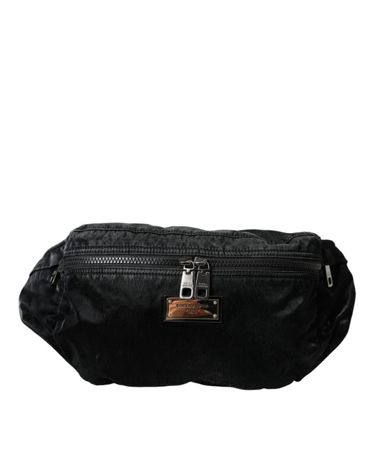 Dolce & Gabbana Black Nylon Logo Plaque Belt Waist Fanny Pack Bag