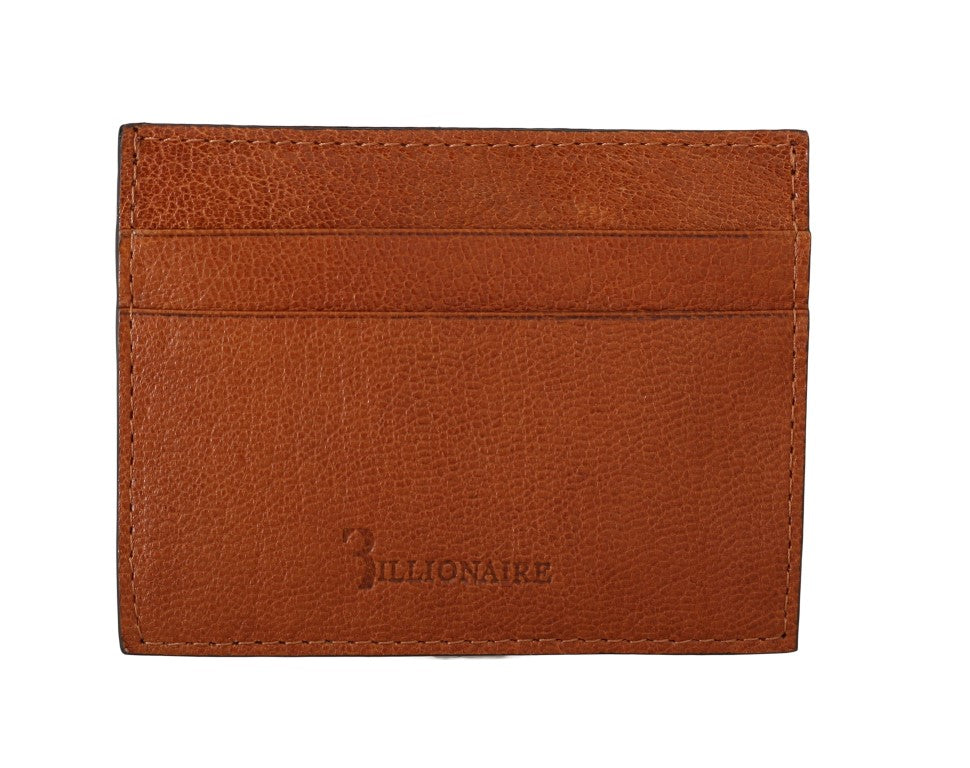 Billionaire Italian Couture Elegant Men's Leather Wallet in Brown