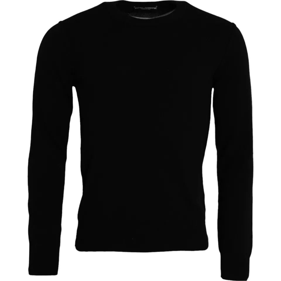 Dolce & Gabbana Black Cashmere Crew Neck Pullover Sweater