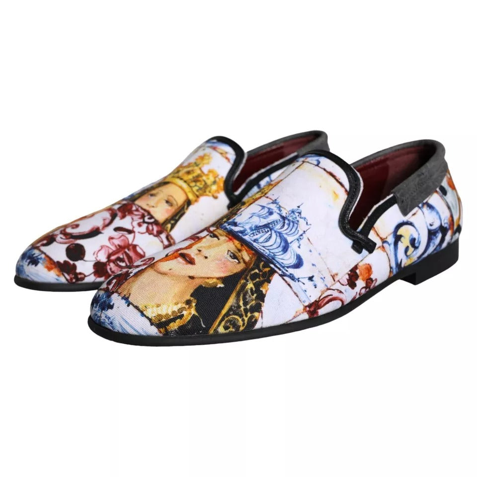 Dolce & Gabbana Multicolor Madonna Majolica Amalfi Men Loafers Shoes